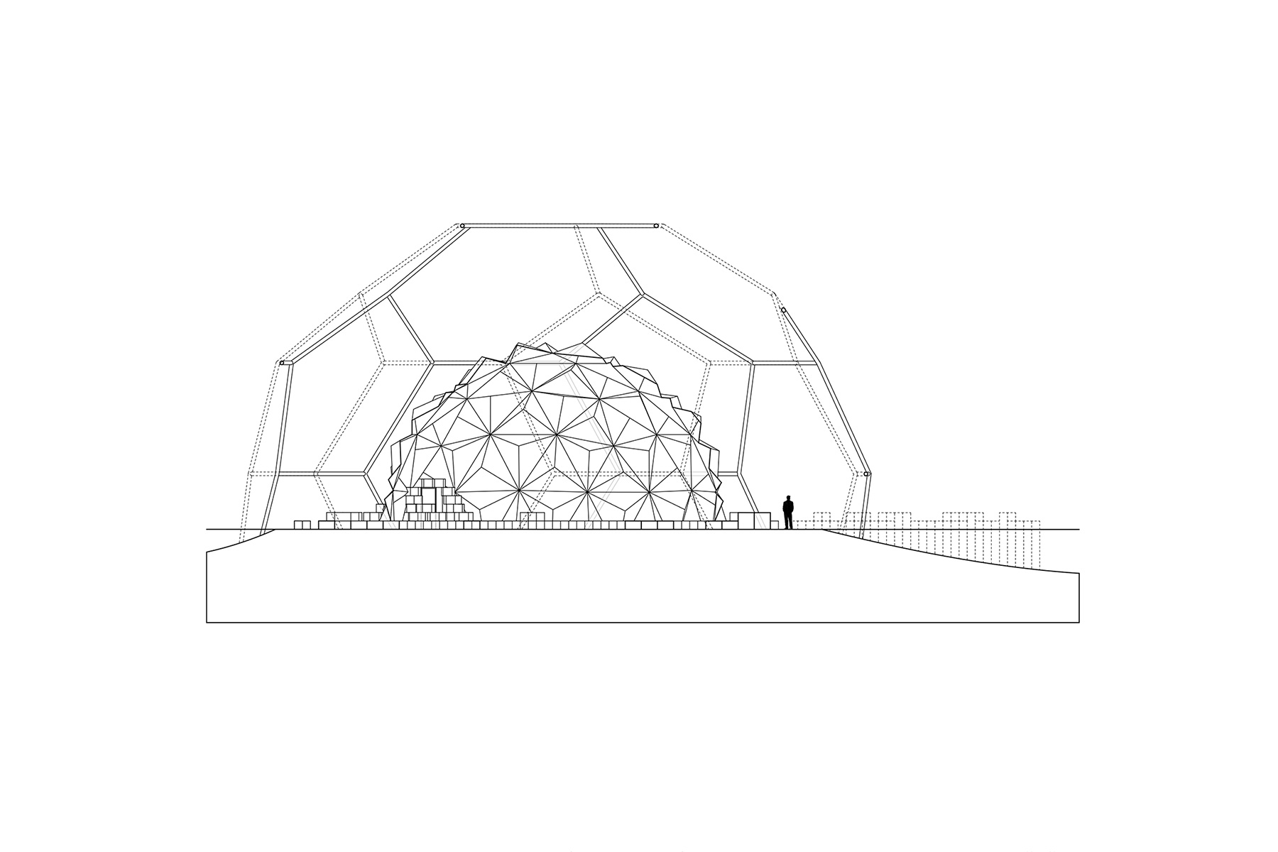 skoleprojekt skole projekt arkitekt arkitektskole aarhus eksperiment vejr natur kultur vejrfænomen skjold af frost torden pavillon mexico city prismatisk kuppel lyn faraday bur hexagon stål glas træ